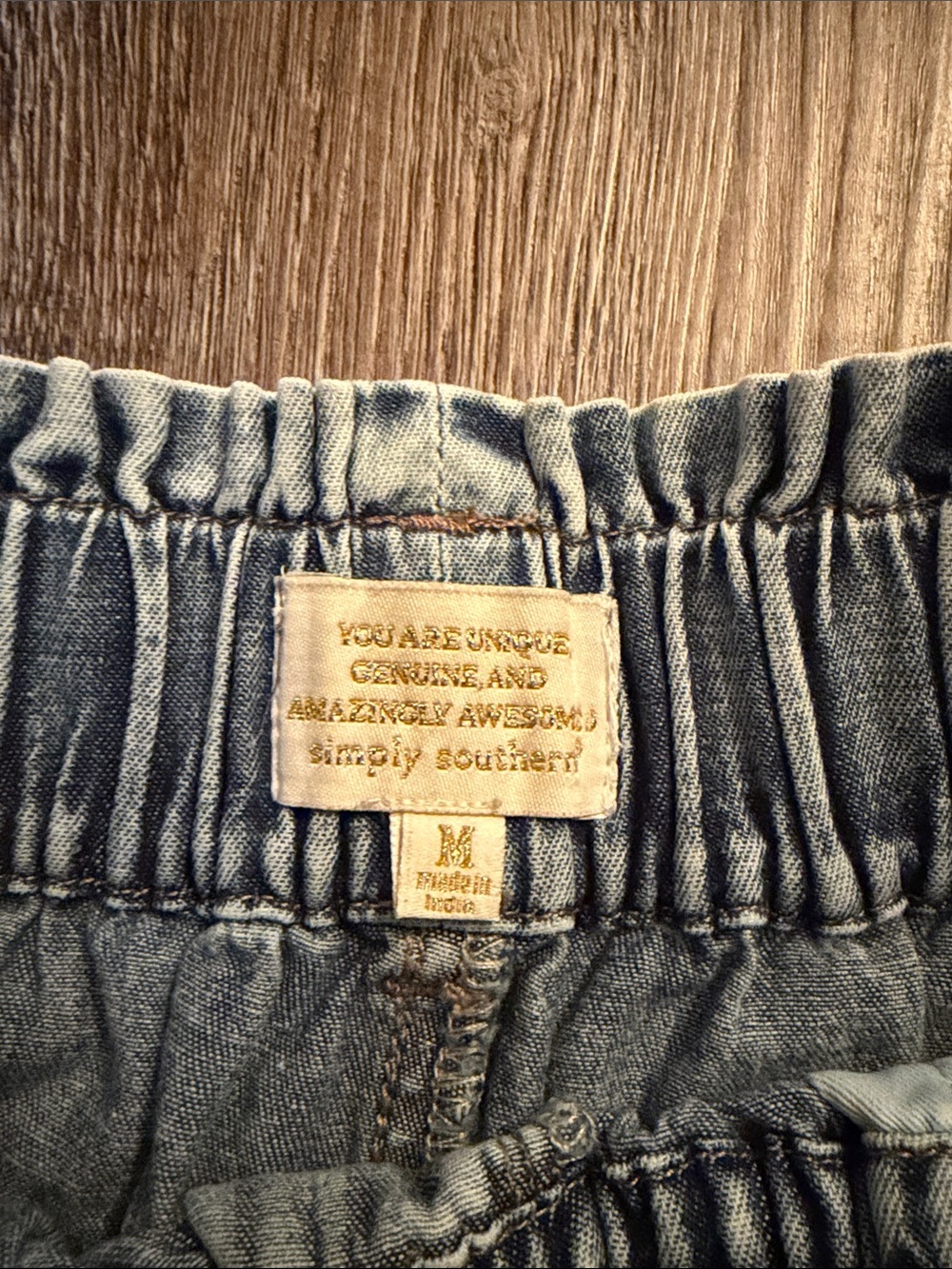 Simply Southern Light Wash Paperbag Waist Denim Shorts - Picture 4 of 5